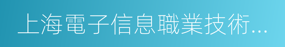 上海電子信息職業技術學院的同義詞