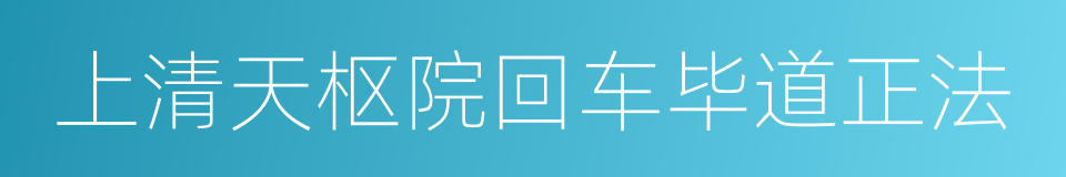 上清天枢院回车毕道正法的同义词