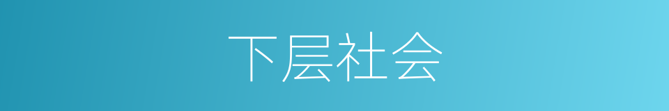 下层社会的意思
