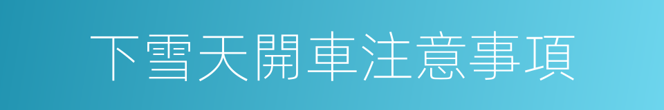下雪天開車注意事項的同義詞