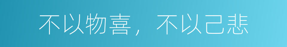 不以物喜，不以己悲的同义词