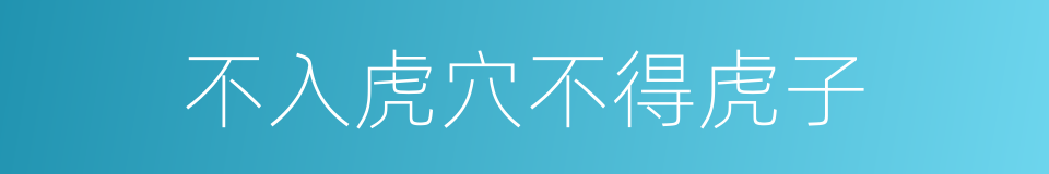 不入虎穴不得虎子的意思