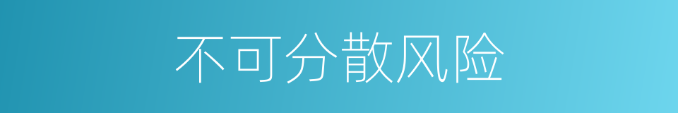 不可分散风险的同义词
