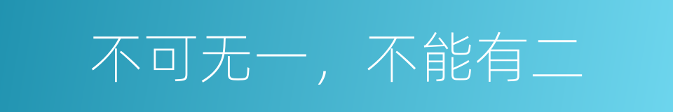 不可无一，不能有二的同义词