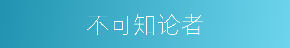 不可知论者的同义词