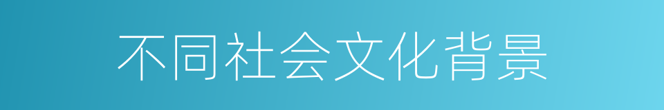 不同社会文化背景的同义词