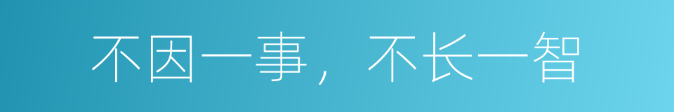 不因一事，不长一智的意思