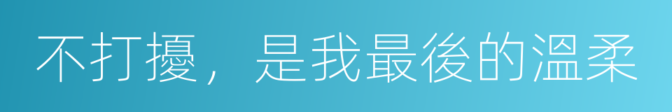 不打擾，是我最後的溫柔的同義詞