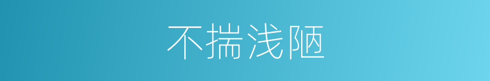 不揣浅陋的意思