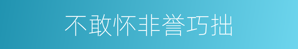 不敢怀非誉巧拙的同义词