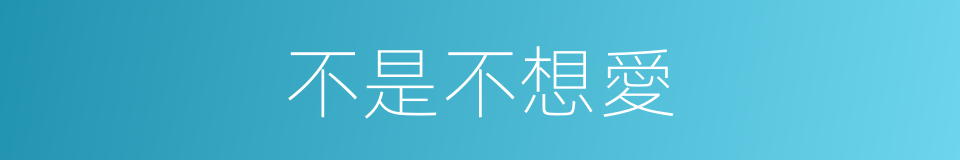 不是不想愛的同義詞