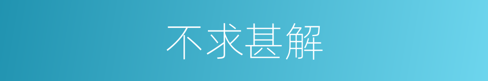 不求甚解的意思
