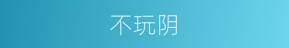 不玩阴的同义词