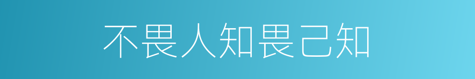 不畏人知畏己知的意思