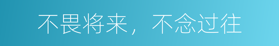 不畏将来，不念过往的同义词