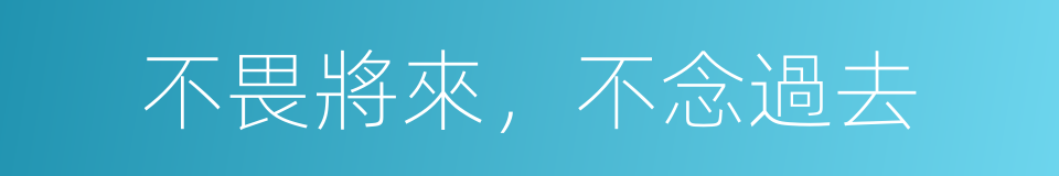 不畏將來，不念過去的同義詞