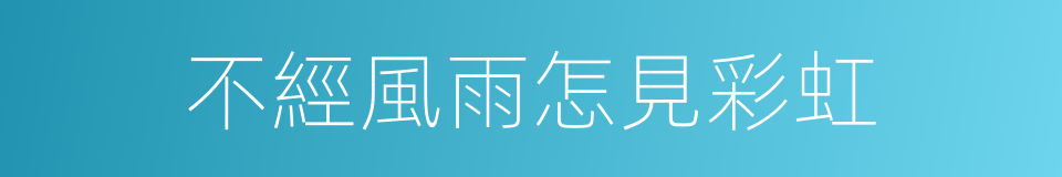不經風雨怎見彩虹的同義詞