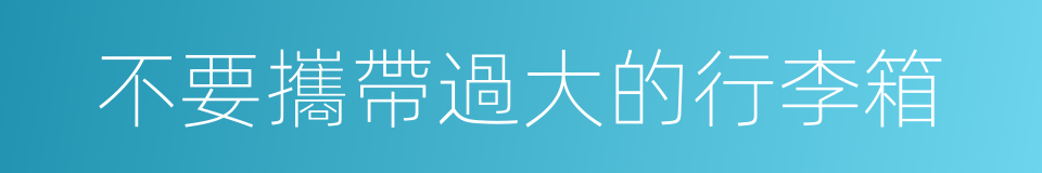 不要攜帶過大的行李箱的同義詞