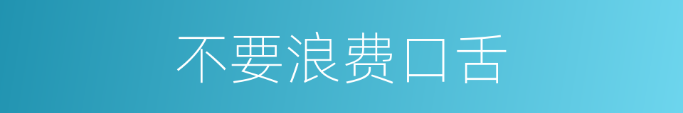 不要浪费口舌的同义词