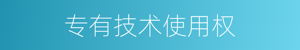 专有技术使用权的同义词