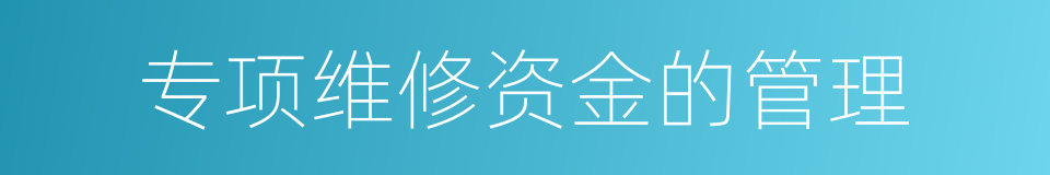 专项维修资金的管理的同义词