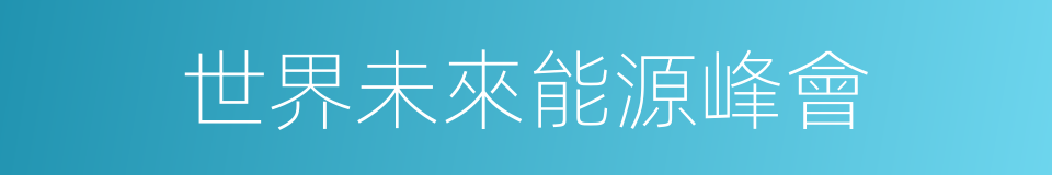 世界未來能源峰會的同義詞