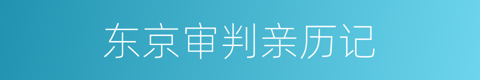 东京审判亲历记的同义词