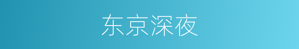 东京深夜的同义词