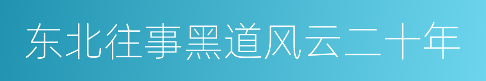 东北往事黑道风云二十年的同义词