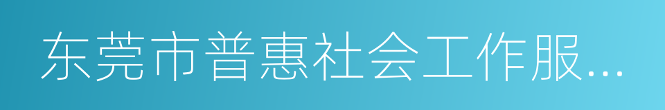 东莞市普惠社会工作服务中心的同义词