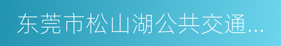 东莞市松山湖公共交通有限公司的同义词