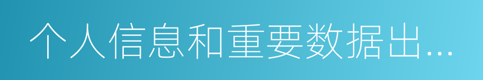 个人信息和重要数据出境安全评估办法的同义词