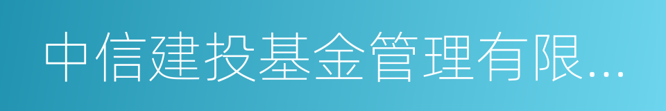 中信建投基金管理有限公司的同义词