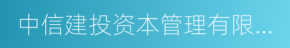 中信建投资本管理有限公司的同义词