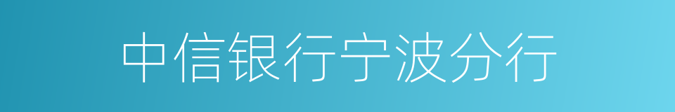 中信银行宁波分行的同义词