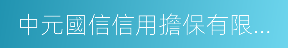 中元國信信用擔保有限公司的同義詞