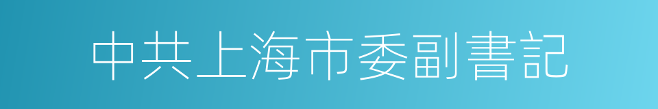 中共上海市委副書記的同義詞