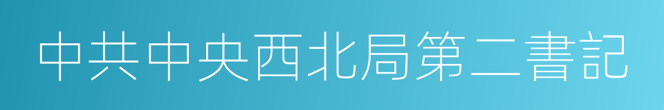 中共中央西北局第二書記的同義詞