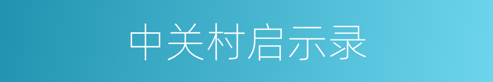 中关村启示录的同义词