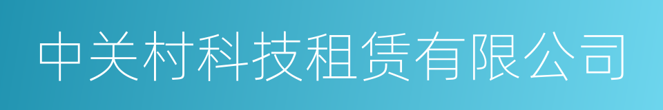 中关村科技租赁有限公司的同义词