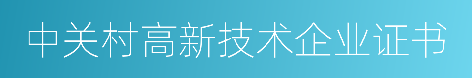 中关村高新技术企业证书的同义词