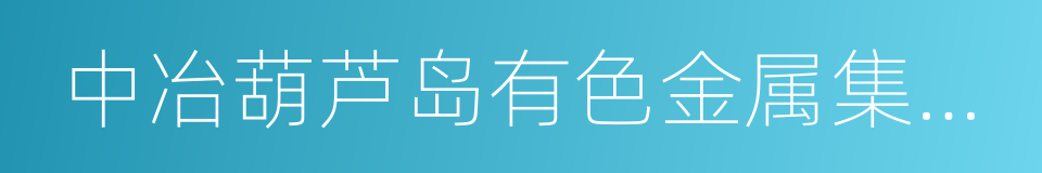 中冶葫芦岛有色金属集团有限公司的同义词