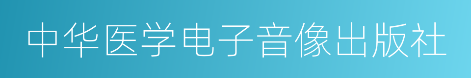 中华医学电子音像出版社的同义词