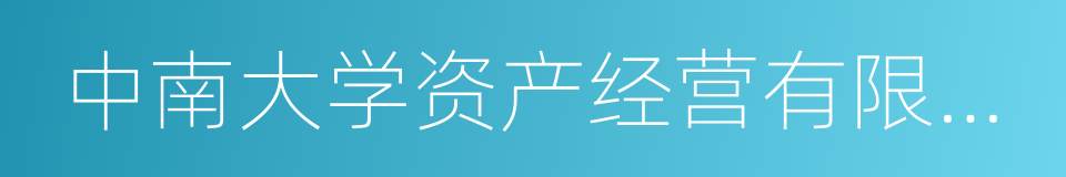 中南大学资产经营有限公司的同义词