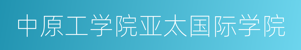 中原工学院亚太国际学院的同义词