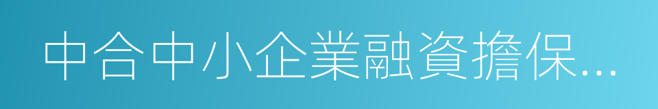 中合中小企業融資擔保股份有限公司的同義詞