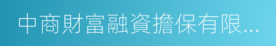 中商財富融資擔保有限公司的同義詞