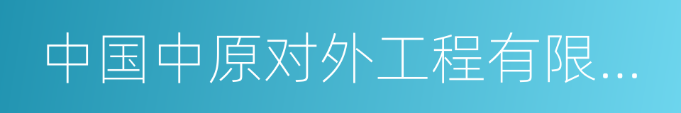 中国中原对外工程有限公司的同义词