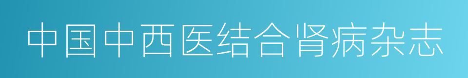 中国中西医结合肾病杂志的同义词