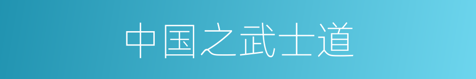 中国之武士道的同义词